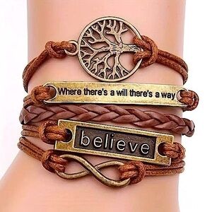 Tree of Life 'Believe' Infinity Charm Bracelet Bohemian Festival Jewelry
